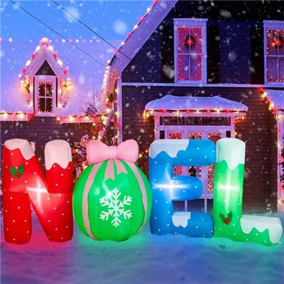 9FT / 2.7M Christmas Inflatable Noel Sign, Outdoor Xmas Blow up  with  Lights - Picture 6 of 6